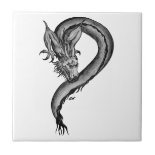 Carreau Conception de dragon noir et blanc