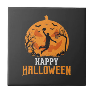 Carreau Conception de dunk de basket-ball Halloween citrou