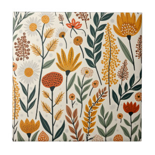 Carreau Conception de fleurs et de plantes boho botaniques