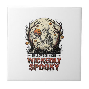 Carreau Conception de gravure vintage Halloween squelette