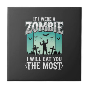 Carreau Conception de Halloween Zombie Je vais te manger_1