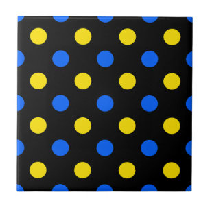 Carreau Conception de points noirs bleus jaunes 