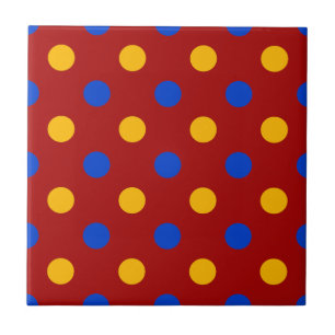 Carreau Conception de points polka rouges bleus jaunes