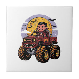 Carreau Conception de T-shirt Halloween de camion monstre 