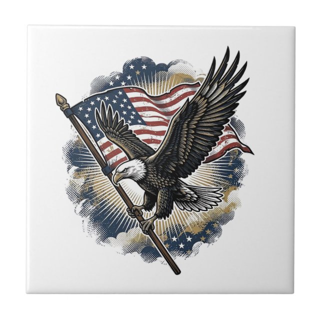 Carreau Conception de T-shirt patriotique Vintage Eagle Fl (Devant)