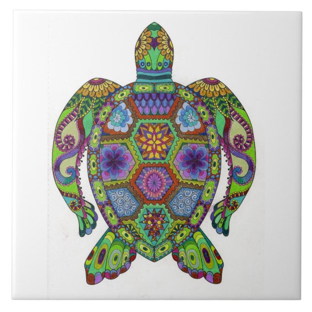 Carreau Conception de tortue de mandala (Devant)