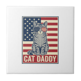 Carreau Conception de vecteur de chat patriotique Cat Dadd