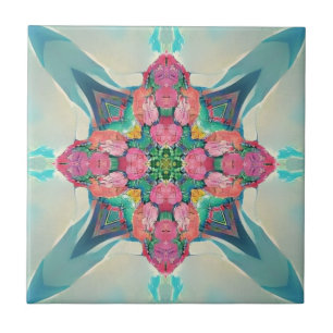 Carreau Conception géométrique à quatre accolades roses