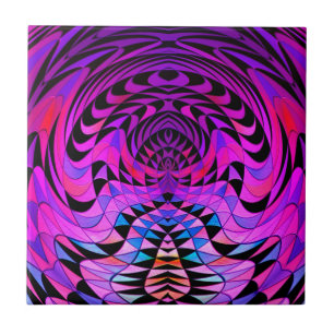 Carreau Conception Géométrique Violet Clair Fractale Noir