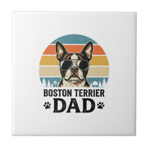 Carreau Conception Papa Boston Terrier Amant de Chien Vint