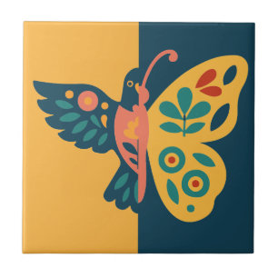 Carreau Conception papillon fantaisiste et colibri