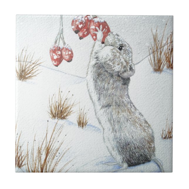 Carreau Conception rouge de faune de scène de neige de (Devant)
