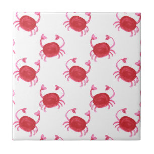 Carreau conception rouge mignonne de plage de crabes