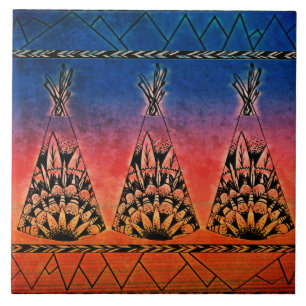 Carreau Conception tribale colorée de Boho d'art de