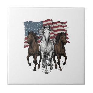 Carreau Conception vectorielle de chevaux courant patrioti
