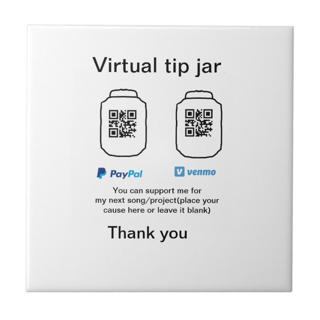 Carreau Conseil virtuel jar q r code argent don PayPal ven (Devant)