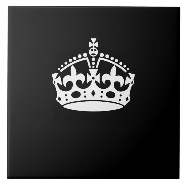 Carreau CONSERVER CALME COURONNE sur la décoration noire (Devant)