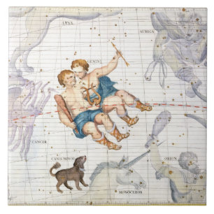 Carreau Constellation de Gémeaux avec le mineur de Canis,