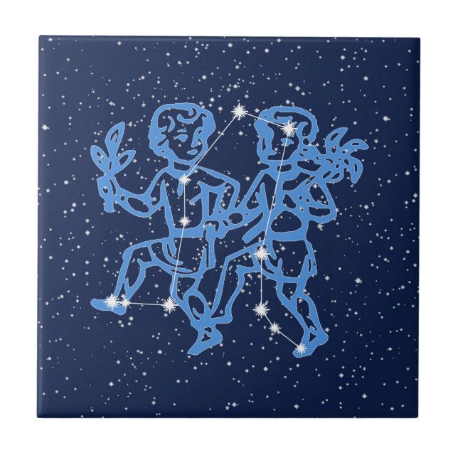 Carreau Constellation Gemini et signe solaire avec tuile S (Devant)