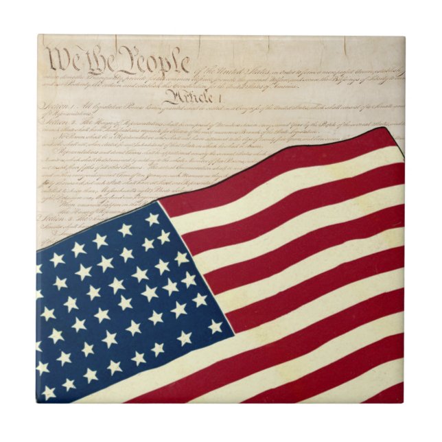 Carreau Constitution des États-Unis, drapeau américain (Devant)