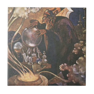 Carreau Conte de fée vintage, Aladdin et la lampe magique