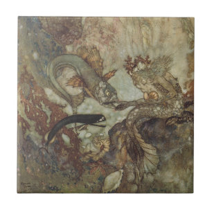 Carreau Conte de fées vintage, La Sirène par Edmund Dulac