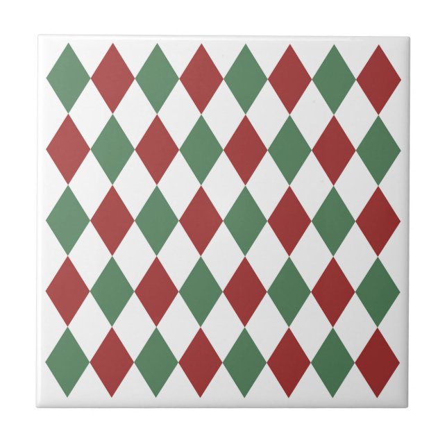 Carreau Contemporain géométrique Bourgogne rouge et vert (Devant)