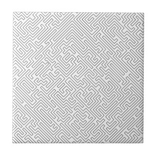 Carreau Contours noirs et blancs de motif de labyrinthe