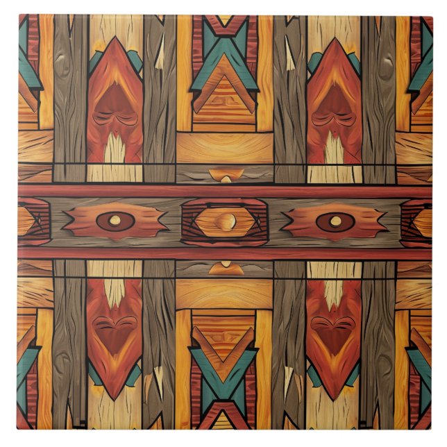 Carreau Cool Aztec faux bois céramique (Devant)