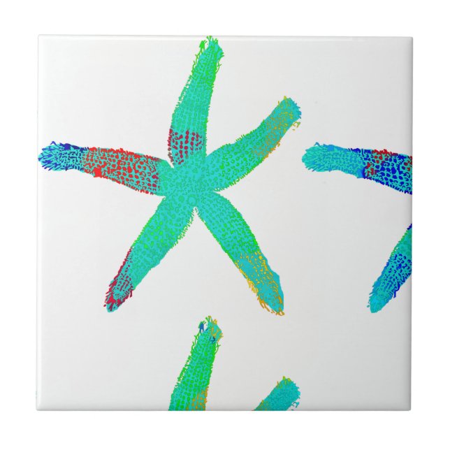 Carreau Cool blanc Turquoise de Starfish Coastal Beach (Devant)