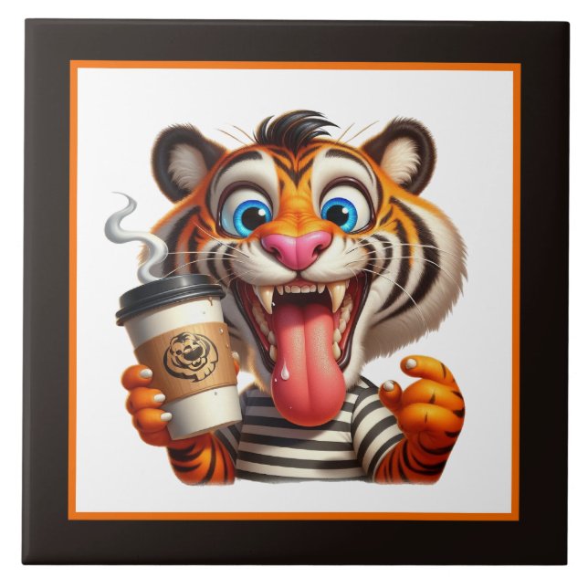 Carreau Cool drôle tiger de café (Devant)