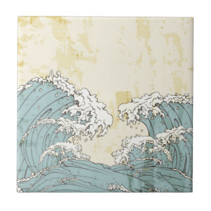 Carreau Cool grande image bleue des vagues de l'océan