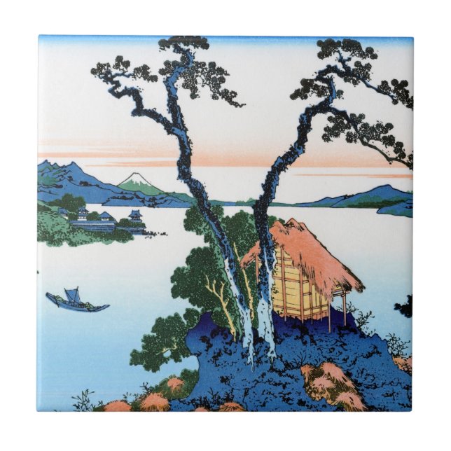 Carreau Cool oriental japonais Hokusai Fuji View paysage (Devant)
