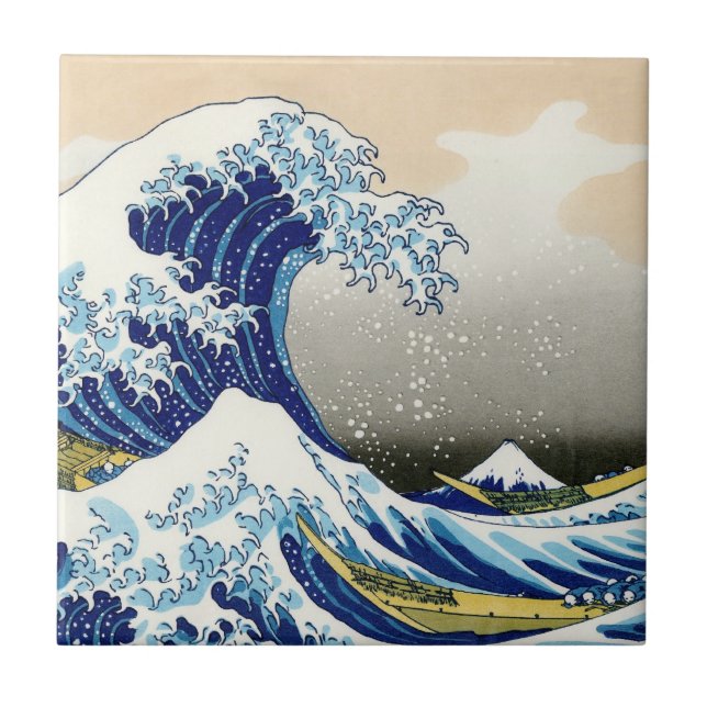 Carreau Cool oriental japonais Hokusai Fuji View paysage (Devant)