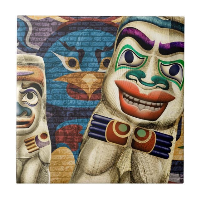 Carreau Cool Tiki Totems Art Poster Carrelage céramique (Devant)