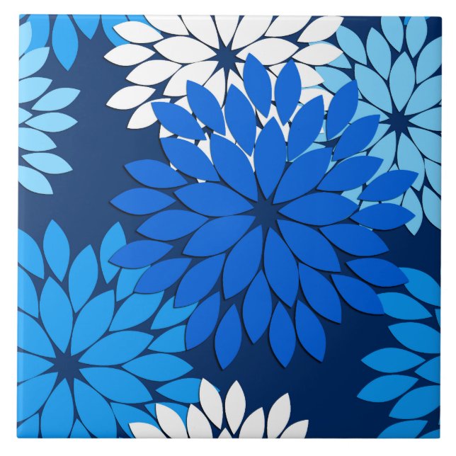 Carreau Copie, bleu, Aqua et marine floraux modernes de (Devant)