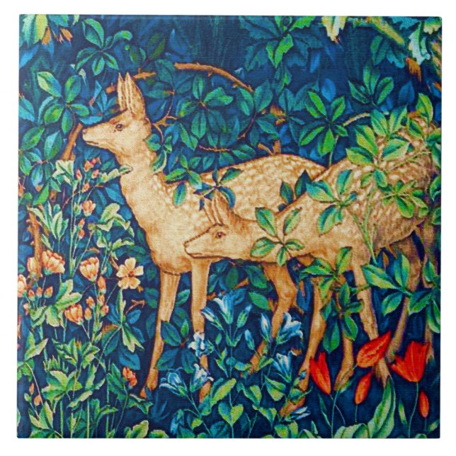 Carreau Copie de tapisserie de cerfs communs de forêt de (Devant)