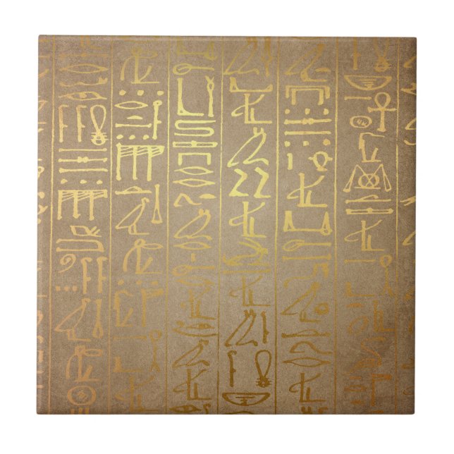 Carreau Copie égyptienne de papier de hiéroglyphes d'or (Devant)