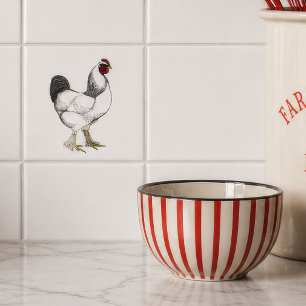 Carreau Coq Brahma clair - Élégant poulet vintage