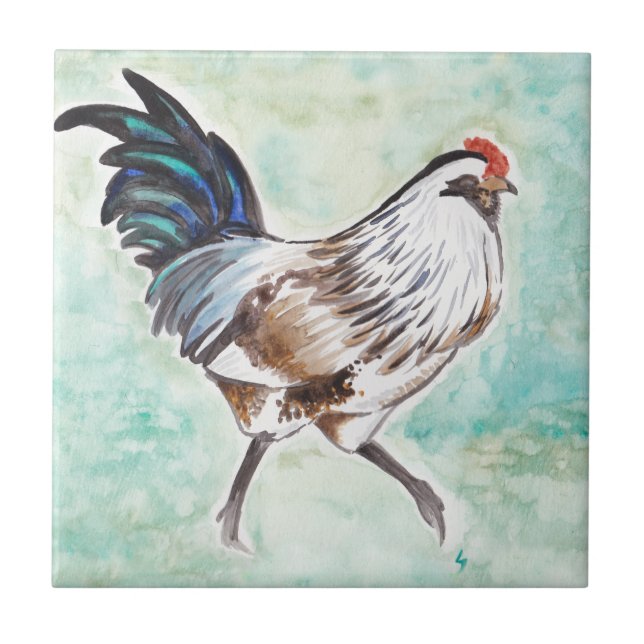 Carreau Coq de Pâques Egger d'aquarelle (Devant)