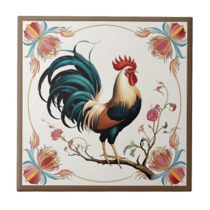 Carreau Coq en fleurs