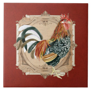 Carreau Coq rustique de grange de pays français vintage d