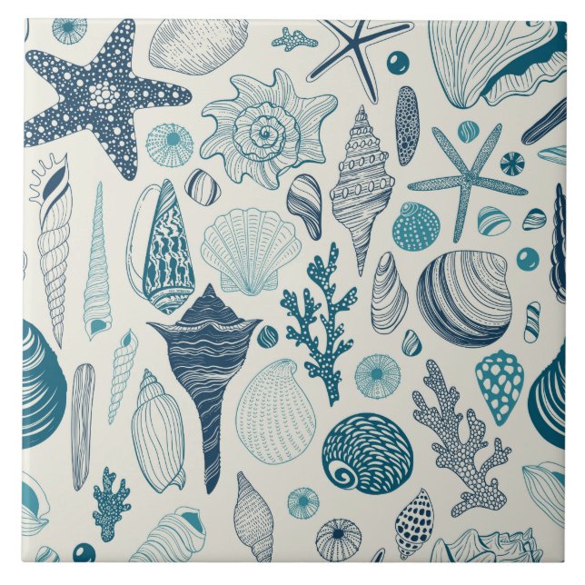 Carreau Coques de mer sur blanc (Devant)