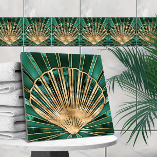 Carreau Coquillage Art déco -malachite et or