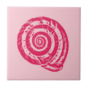 Carreau Coquillage spiral, rose corail et rose Fuchsia