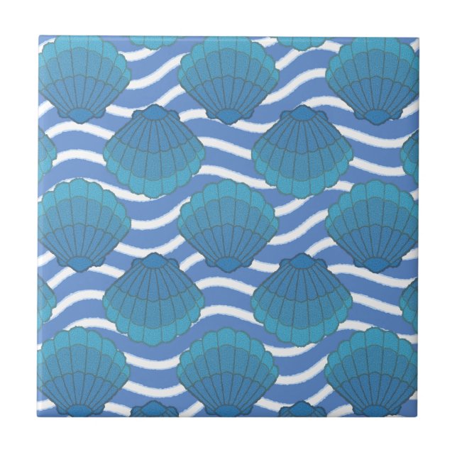 Carreau Coquillage vintage Et Motif Vagues (Devant)