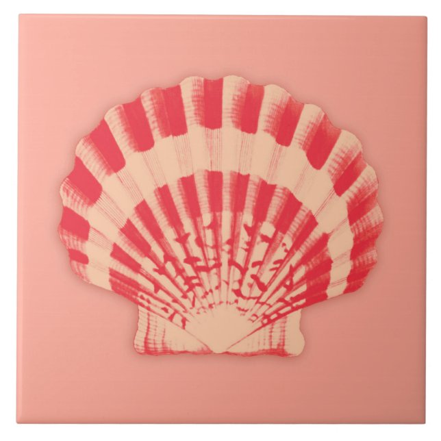 Carreau Coquille de mer - corail et pêche (Devant)