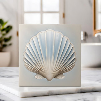 Carreau Coquille de pétoncle - Bleu doux et crème