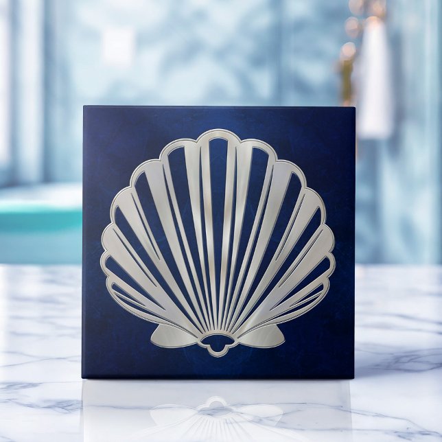 Carreau Coquille de Saint-Jacques - Marbre bleu et perle (Créateur téléchargé)