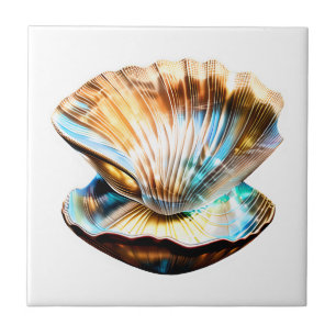 Carreau Coquille d'écorce de mer nacre iridescente brillan